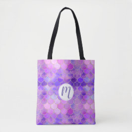 Ultra Violet & Gold Mermaid Scale Patroon Tote Bag