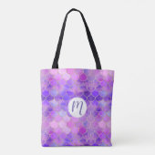 Ultra Violet & Gold Mermaid Scale Patroon Tote Bag (Achterkant)