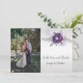 Ultra Violet Grijs Zilver Bloemen Foto Dank u Bedankkaart (Staand voorkant)