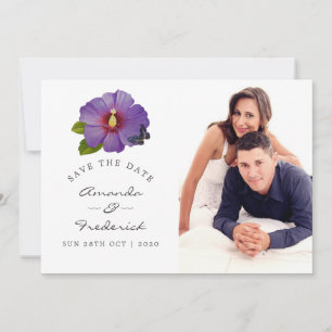 Ultra Violet Hibiscus Bloem Trouwkaart Opslagdatum Save The Date