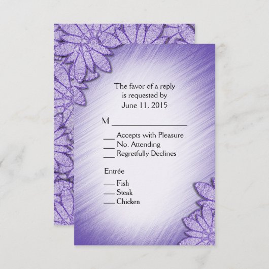 Ultra Violet Hue Floral RSVP met boomselectie Kaart (Voorkant / Achterkant)