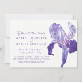Ultra violet Iris botanic art bruiloft Kaart