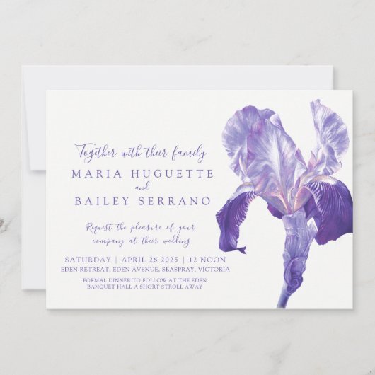 Ultra violet Iris botanic art bruiloft Kaart (Voorkant)