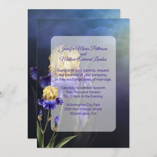 Ultra Violet Iris bruiloft uitnodiging (Voorkant / Achterkant)