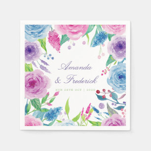 Ultra Violet Kleurcombinatie Waterverf Bloemen Bru Servet