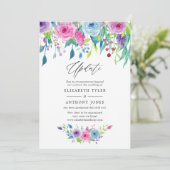 Ultra Violet kleurencombo Floral Wedding Update Kaart (Staand voorkant)