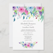 Ultra Violet kleurencombo Waterverf Floral Wedding Kaart (Voorkant)