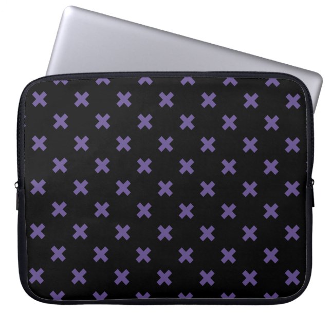 Ultra violet kruisstift op zwart laptop sleeve (Voorkant)
