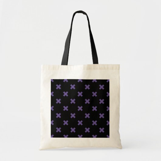Ultra violet kruisstift op zwart tote bag (Voorkant)