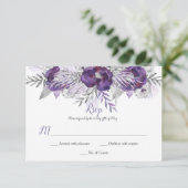 Ultra Violet Lavendel Grijs Waterverf Rozen RSVP (Staand voorkant)
