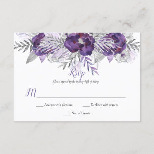 Ultra Violet Lavendel Grijs Waterverf Rozen RSVP Kaartje