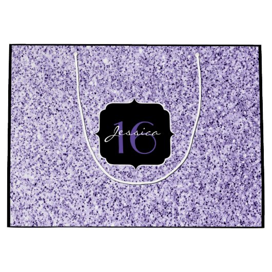 Ultra violet licht paars glitter sparkle Sweet 16 Groot Cadeauzakje (Voorkant)