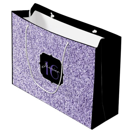 Ultra violet licht paars glitter sparkle Sweet 16 Groot Cadeauzakje (Voorkant Gekanteld)