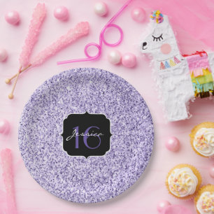 Ultra violet licht paars glitter sparkle Sweet 16 Papieren Bordje
