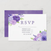 Ultra Violet met de naam Floral Wedding RSVP (Voorkant / Achterkant)