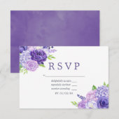 Ultra Violet met de naam Floral Wedding RSVP Kaartje (Voorkant / Achterkant)