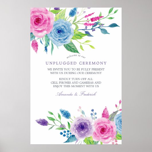 Ultra Violet Mix Floral Wedding Unplugged Ceremoni Poster (Voorkant)
