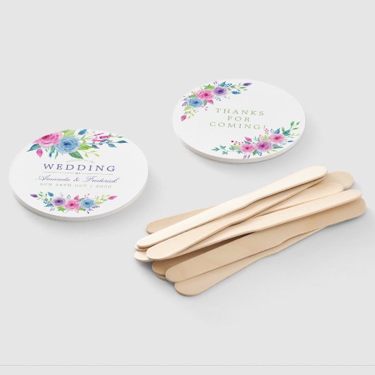 Ultra Violet Mix Waterverf Bloemen bruiloft gunst Handwaaier (Niet-gemonteerd)