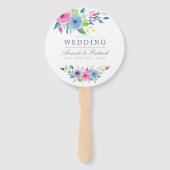 Ultra Violet Mix Waterverf Bloemen bruiloft gunst Handwaaier (Voorkant)