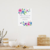Ultra Violet Mix Waterverf Floral Wedding Seating Poster (Keuken)