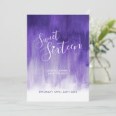 Ultra violet modern kunstje, zestien jaar oud save the date (Staand voorkant)