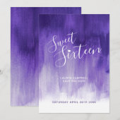 Ultra violet modern kunstje, zestien jaar oud save the date (Voorkant / Achterkant)