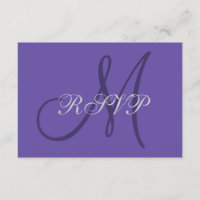 Ultra Violet Monogram Elegant Wedding RSVP-kaart