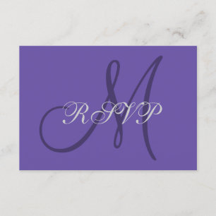 Ultra Violet Monogram Elegant Wedding RSVP-kaart RSVP Kaartje