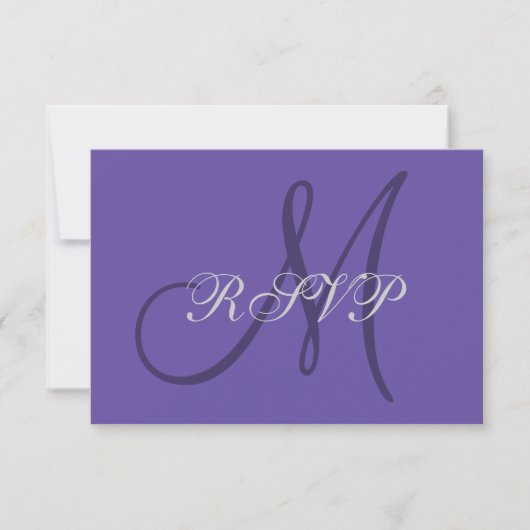 Ultra Violet Monogram Elegant Wedding RSVP-kaart RSVP Kaartje (Voorkant)