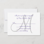 Ultra Violet Monogram Elegant Wedding RSVP-kaart RSVP Kaartje (Achterkant)