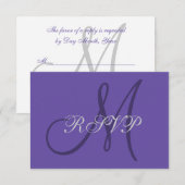Ultra Violet Monogram Elegant Wedding RSVP-kaart RSVP Kaartje (Voorkant / Achterkant)