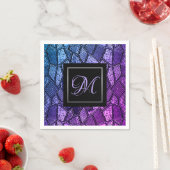 Ultra Violet Mosaic Glass Monogram Paper Napkins Servet (Insitu)