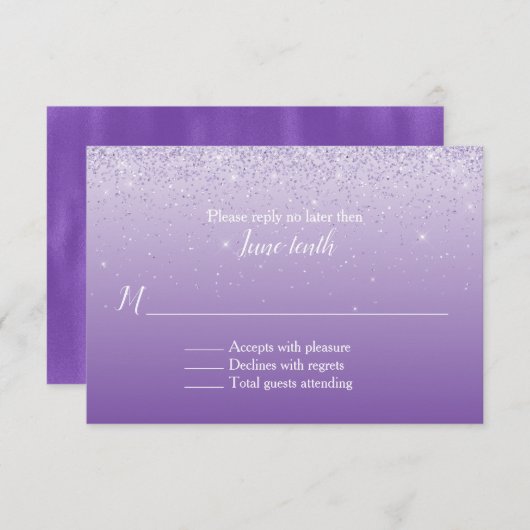 Ultra Violet Ombre Wedding RSVP Kaart (Voorkant / Achterkant)