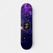 Ultra violet paars abstract sterrenstelsel Monogra Persoonlijk Skateboard (Voorkant)