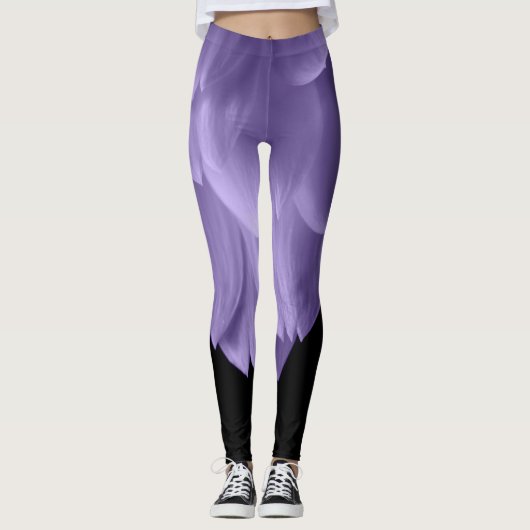 Ultra violet paars bloemblad zwart leggings (Voorkant)