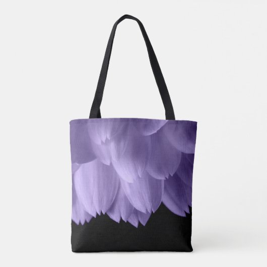 Ultra violet paars bloemblad zwart tote bag (Achterkant)