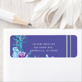 Ultra Violet Paars en Aqua Floral Chic Wedding Etiket (Insitu)