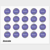 Ultra Violet Paars en Gold Floral Bohemian Favor Ronde Sticker (Vel)