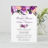 Ultra Violet Paars Floral Vrijgezellenfeest Invite Kaart (Staand voorkant)