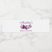 Ultra Violet Paars Floral Vrijgezellenfeest Waterfles Etiket (Enkel label)