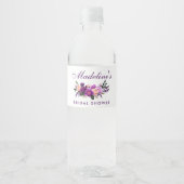 Ultra Violet Paars Floral Vrijgezellenfeest Waterfles Etiket (Voorkant)