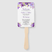 Ultra Violet Paars Floral Wedding Programme Handwaaier (Voorkant)