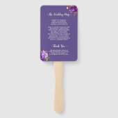 Ultra Violet Paars Floral Wedding Programme Handwaaier (Achterkant)