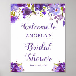 Ultra Violet Paars Floral Welcome Weddenschap Poster