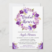 Ultra Violet Paars Floral Wreated Vrijgezellenfees Kaart (Voorkant)