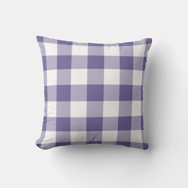 Ultra Violet Paars Gingham Pattern gecheckt Buitenkussen (Voorkant)
