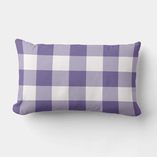 Ultra Violet Paars Gingham Pattern gecheckt Buitenkussen (Voorkant)