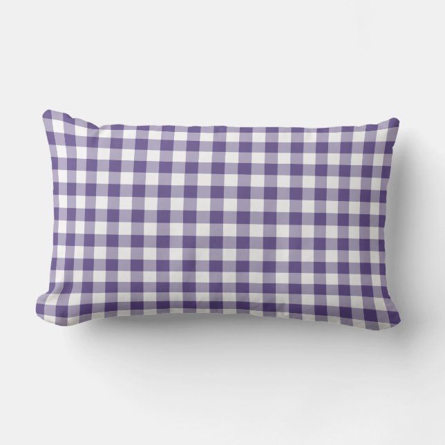 Ultra Violet Paars Gingham Pattern Kussen (Voorkant)