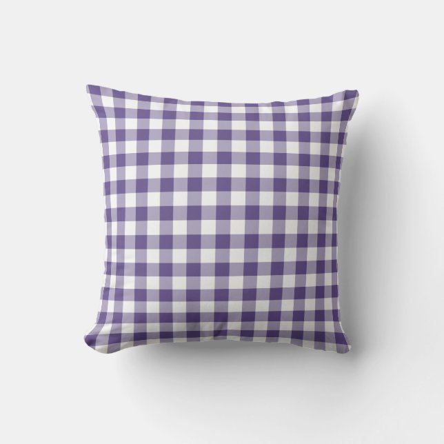 Ultra Violet Paars Gingham Pattern Kussen (Voorkant)