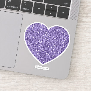 Ultra violet paars glitter spaart hart sticker
